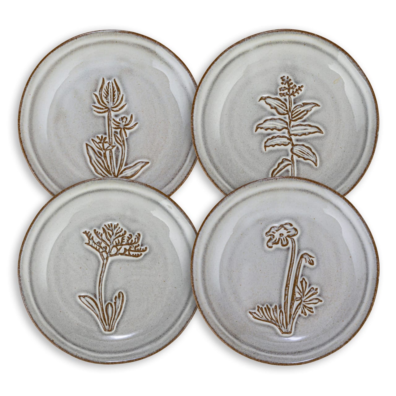 Hello Honey® 5" Cream & Brown Round Reactive Glaze Stoneware Dish Set